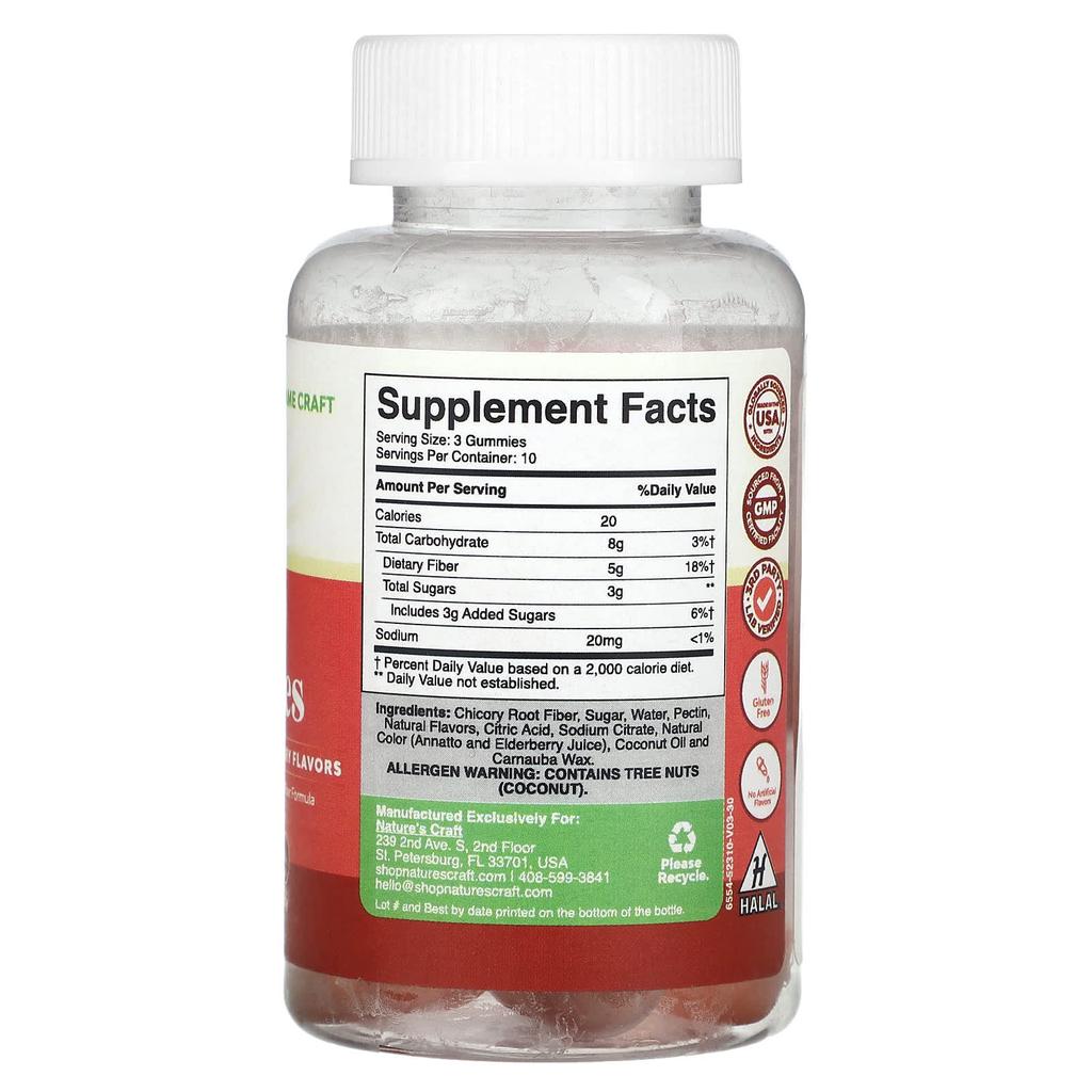 Nature'S Craft, Fiber Gummies, Orange & Mixed Berry, 30 Gummies