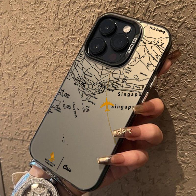 Travel-Inspired Airplane Route Design Silver IMD Case For  Redmi Note 14 13 12 11 10 Pro Plus 5G 12S 11 Redmi 14C 13 Cover