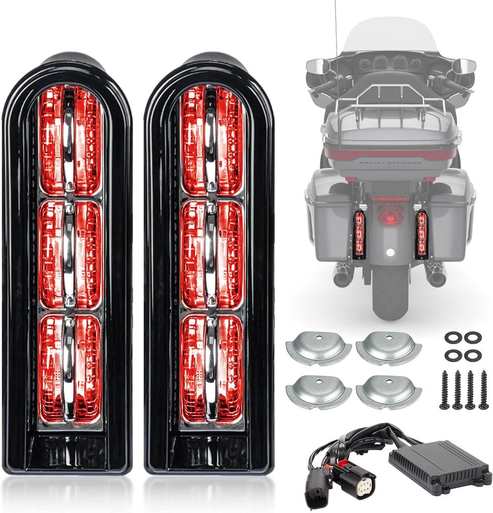 Motorcycle LED Inserts Saddlebag Filler Support, Brake Running Light, Turn Signal Lamp for Harley Electra Glide CVO 2014-2025