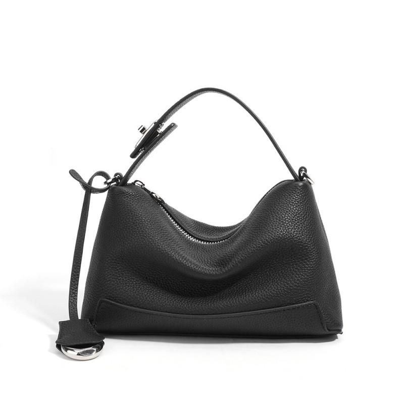 French Casual Cowhide Pillow Bag High-end Handbag Versatile Commuting Shoulder Genuine Leather Women s Crossbody 22x9x13cm чёрный