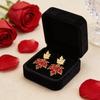 18k Gold Double Maple Leaf Stud & Ear Cuff Earrings for Women