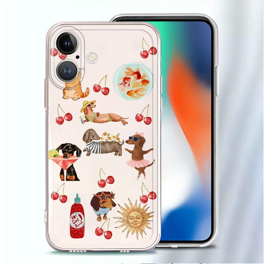Cartoon Cat And Dog Soft Phone Cover Case for iPhone 17 Pro Max 11 14 Plus Air XR 12 Mini 7 8 13 Pro 16 XS Max 15