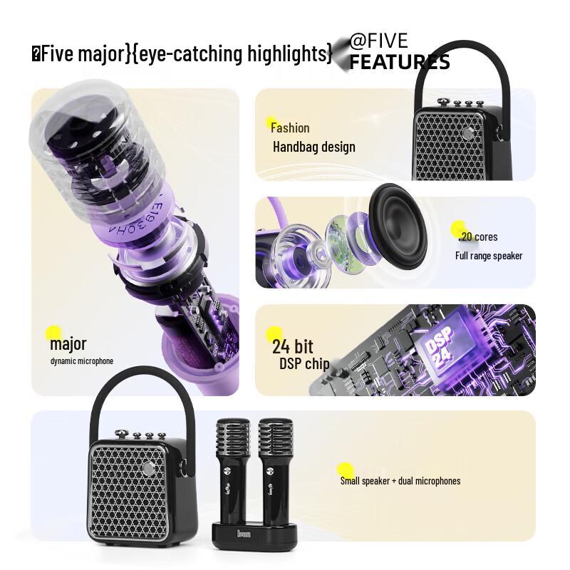 Divoom SongBird-SE Altoparlante Bluetooth Karaoke da Casa e Set Microfono Spina CN (adattatore incluso) (Versione NC)