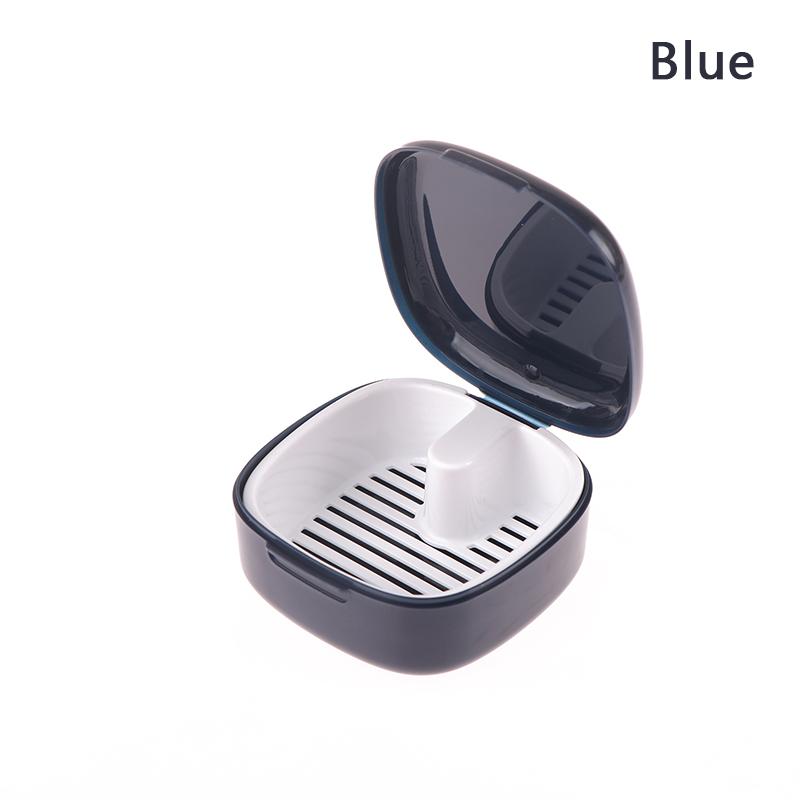 

1 шт. Портативный ящик для хранения зубных протезов, замачивание зубов, небольшой и портативный ящик для хранения зубных брекетов и ретейнеров, невидимое хранение синий