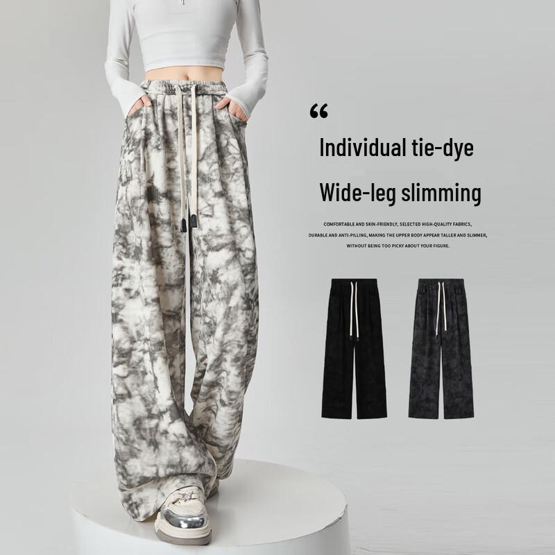 

HSTYLE Women s Tie-Dye High-Waist Wide-Leg Pants M