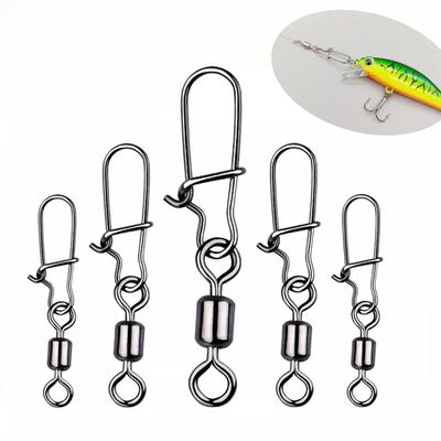 30/60PCS Pin Bearing Rolling Swivel Stainless Steel Snap Pike Fishing Accessories Connector Fishhook Lure Swivels Tackle