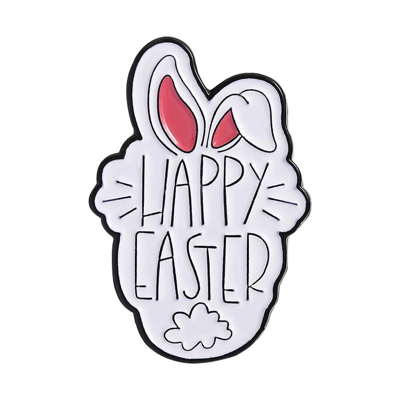 Happy Easter Enamel Pin Cartoon Rabbit Ears Rabbit Ears Metal Brooches Lapel Backpack Badge Funny Jewelry Gifts for Friends