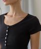 Eopaeleolakaibeu Enter Half Sleeve Button Tee - Black
