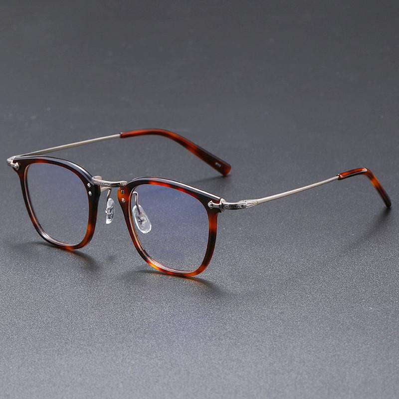 Retro Handmade Men s Myopia Glasses - Fashionable Square Acetate & Pure Titanium Frame GMS806, High Quality