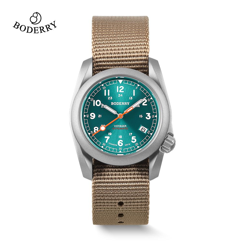 Boderry VOYAGER Field Watches Bronze Case Automatic For TMI NH35 Watch 100M Waterproof Clock Military Vintage Wristwatch Mens