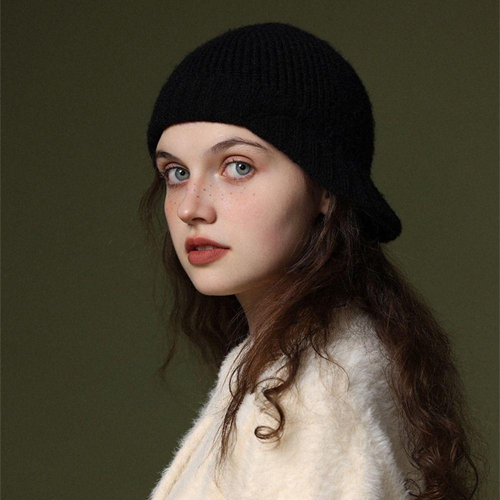 Windproof Bonnet Caps Cold Resistant Peaked Cap Casual Warm Knitted Hat  for Women Girls