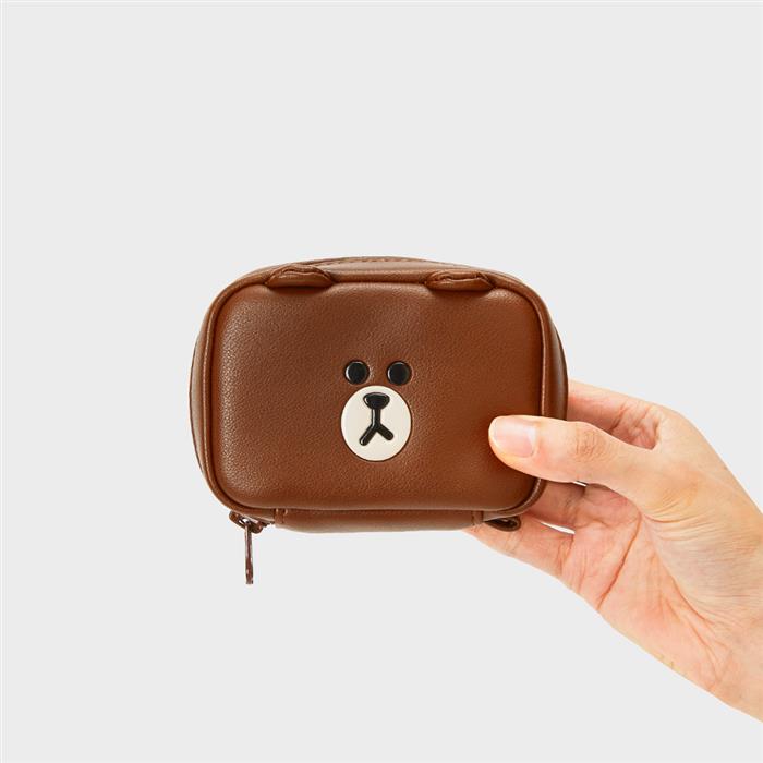 Line Friends Brown Leather-like Square Pouch (S)