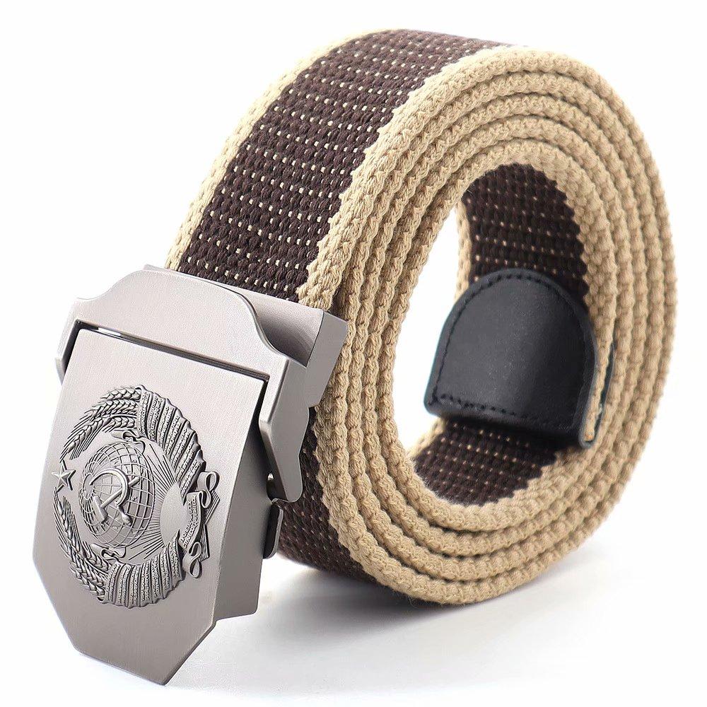 Men & Women Belt 3D Soviet National Emblem Canvas Belt Soviet CCCP Memory Military Tactical Belt