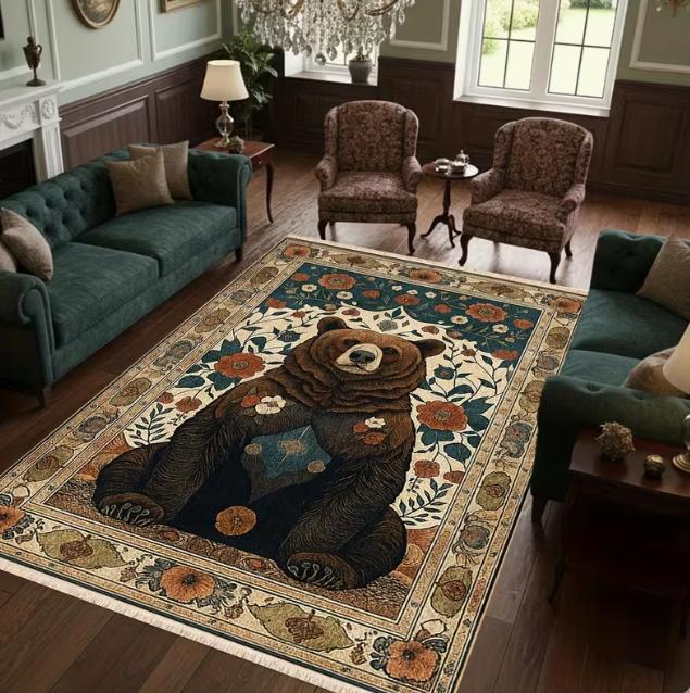 Forest Fox Shadow Carpet Rectangular Tassel Carpet Kitchen Carpet Corridor Living Room Area Carpet Carpet Floor Mat and Carpet 40x60cm
