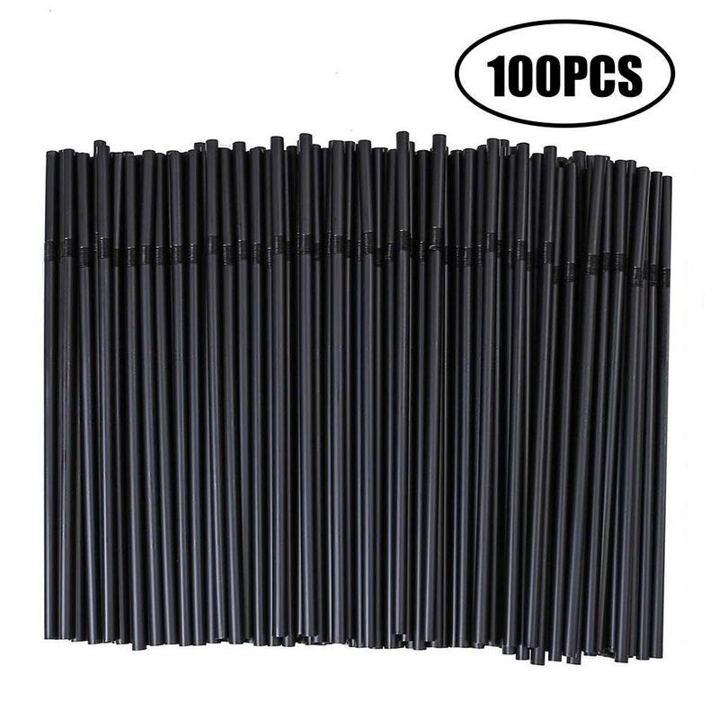 

100PCS Black Straws Flexible Drinking Straws Cocktail Straws plastique Drink Tube Straw for Wedding Tea bar Party Wholesale