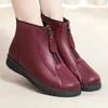 Winter Women Ankle Boots Warm Mother's Boots Flat-Bottom Comfortable Non Slip Front Zipper Closure Female Footwear