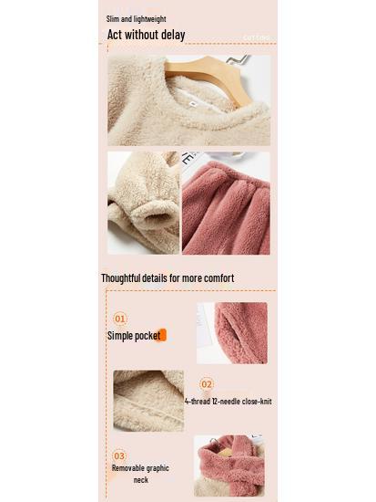 2024 Winter Plus Size Long Plush Women's Christmas Pajama Set - Loose Fit, European & American Style