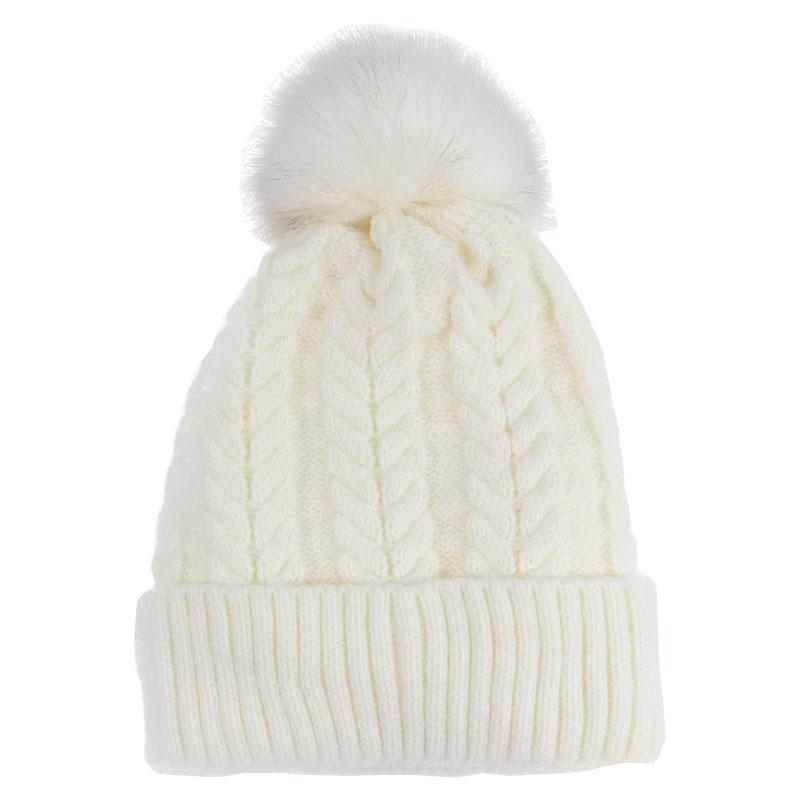 New solid color wool knitted hat women's autumn and winter warm hemming winter twist hairball wool hat men