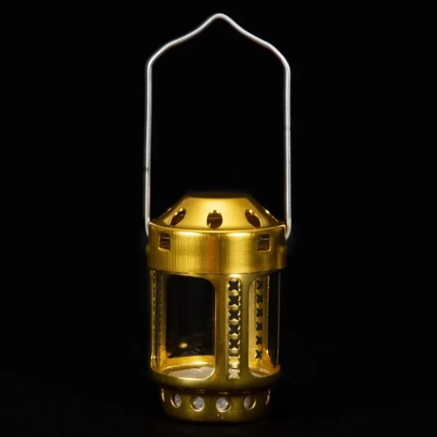1 Pcs Night Fishing Tea Wax Lantern Fishing Lamp Aluminum Alloy Atmosphere Small Horse Lantern Golden Camping Hanging Candles