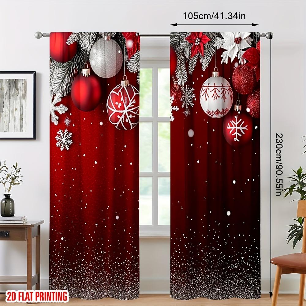 Set Of 2 Cute Winter Family Christmas Curtains Flat Print Funny Holiday Decor Living Room Bedroom Kitchen Bathroom Curtain For Made Polyester