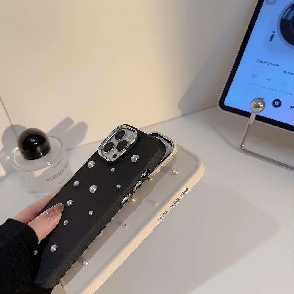 Three dimensional Pearl 17 Apple Phone Case Iphone16 Simple 11 Electroplating 12 Light Luxury 15 Promax Suitable for X 13