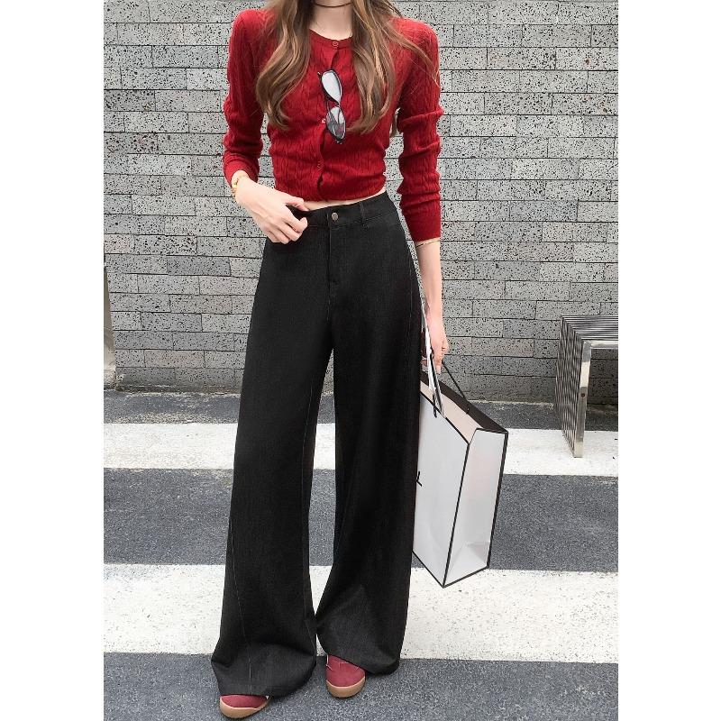 

Ai Xuan джинсы с завышенной талией, имитация, широкие, свободные, женские, осенние новинки, брюки-шаровары, драпирующиеся, высококлассные повседневные брюки XL