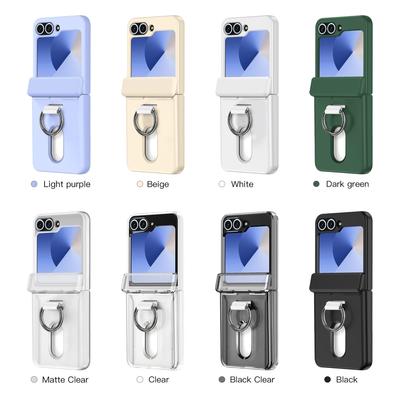Samsung Galaxy Z Flip7 Hülle mit Mittlerer Achse Fingerring, Kartenhalter und Sturzschutz, Kompatibel mit Z Flip6