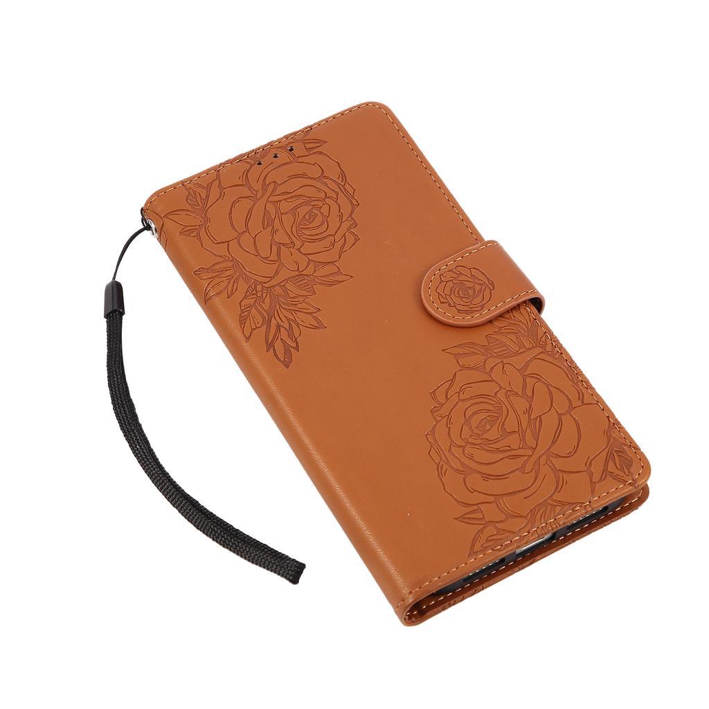 For iPhone 17 Pro Case Rose Flower PU Leather Wallet Phone Cover with 3 Card Slots/Wrist Strap