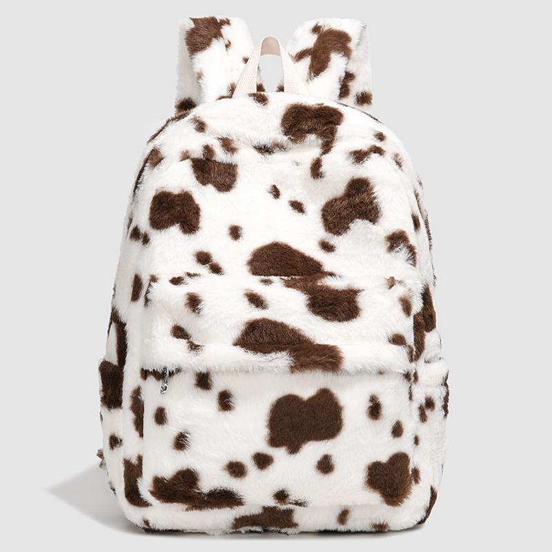 2026 High Quality Casual Plush Sweet Interior Zipper Pocket School Bags Fashion Color Blocking Large Capacity Commute Backpacks