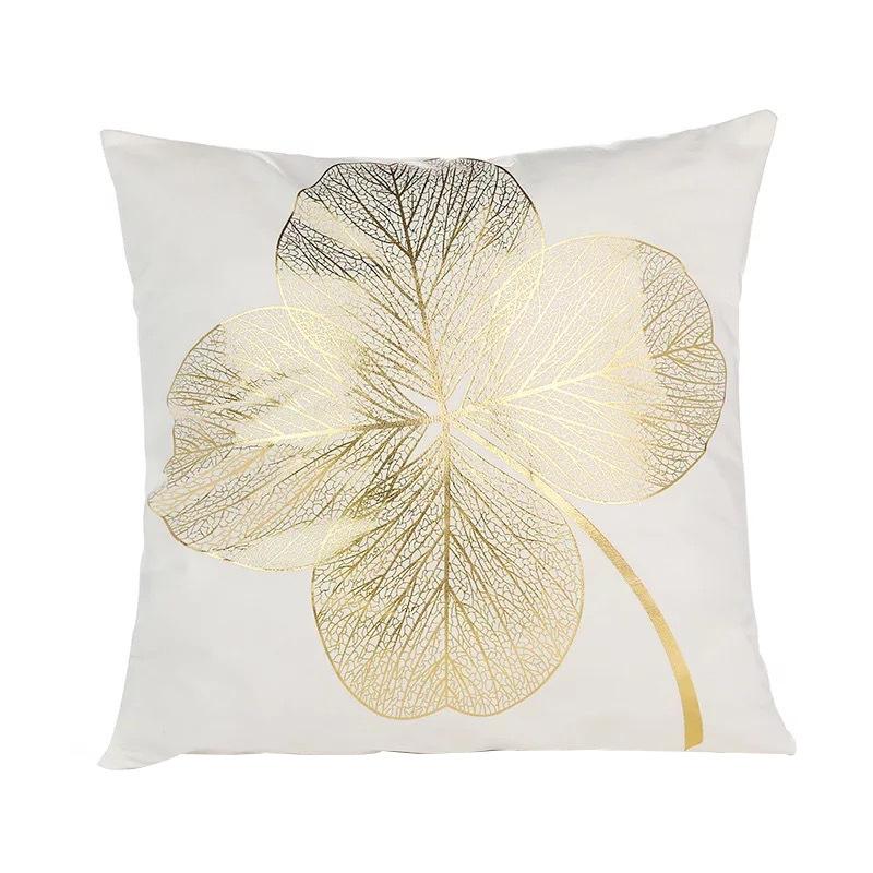 New Bronzing Geometric Leaf Pillowcase Simple Creative Pillowcase Office Sofa Cushion