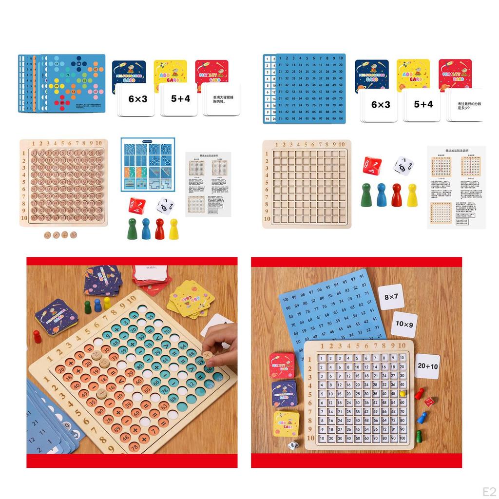 Educational Wooden Math Set for Kids - Counting Blocks and Multiplication Chart