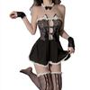 Sexy lingerie sexy pussy uniform off-the-shoulder dress nightgown lace seduction perspective maid uniform suit