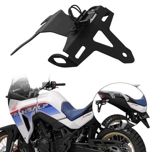 MAORANG Motorcycle License Plate Holder with Adjustable Angle and LED Light for Transalp XL750 2025, a Neat Tail License Plate Holder for Transalp XL7