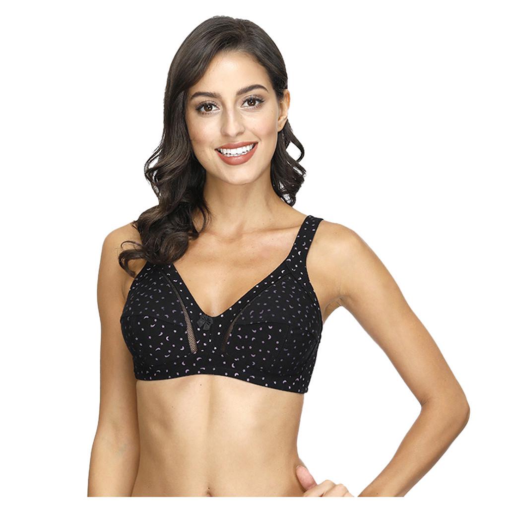 

(SU)Женщины дамы сексуальный плюс размер точечный принт тонкий жилет дышащий бюстгальтер пуш-ап Underw 75 чёрный