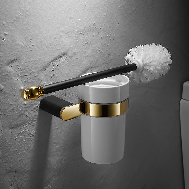 Brass Bathroom Toilet Brush Set Gold Black Toilet Brush Holder Wall mounted Bathroom Cleaning Brush Household Floor Cleaning