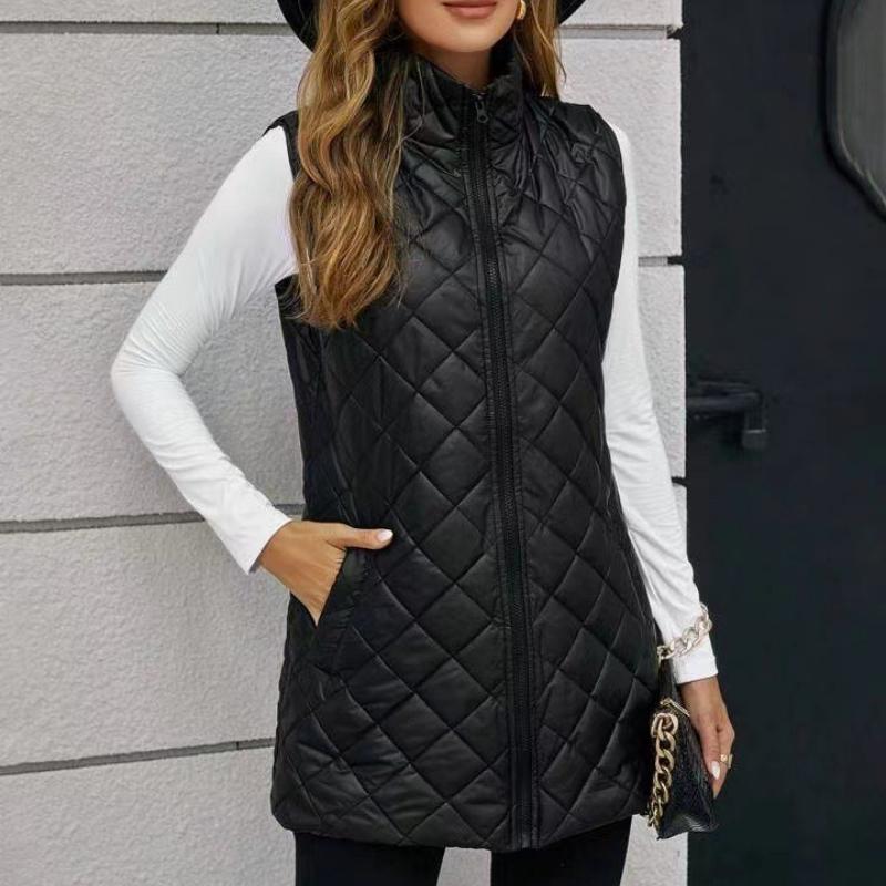 

Новая осенне-зимняя коллекция: Однотонный, ромбовидный узор, хлопковая куртка, жилет с карманами на молнии, зимнее термобелье, утолщенный дизайн, удлиненный стиль XXL чёрный