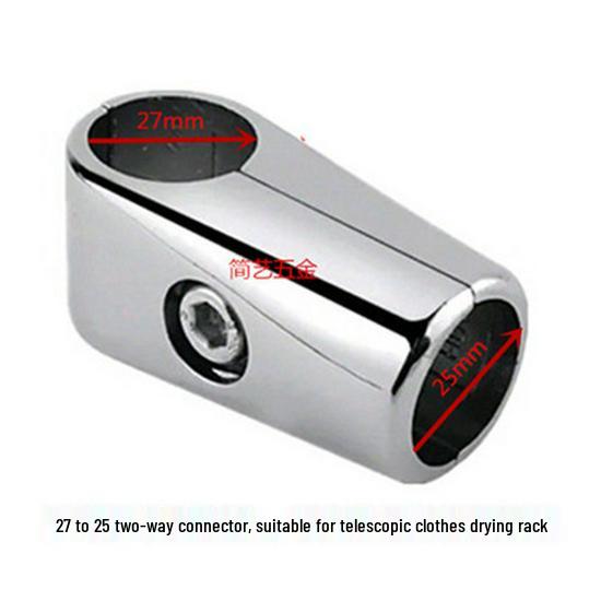 Stainless Steel Two-Way Adapter for 32/25 to 25/22 Round Tube - Clothes Rack Connector