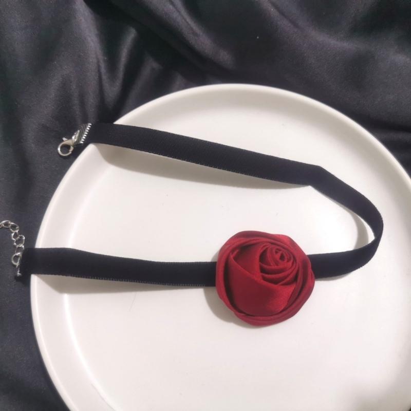 Collana a Fiore di Rosa Grande Temperamento Collare Largo Choker per Donna Lady Catena da Collo alla Moda Gioielli per Matrimonio Capodanno Festa