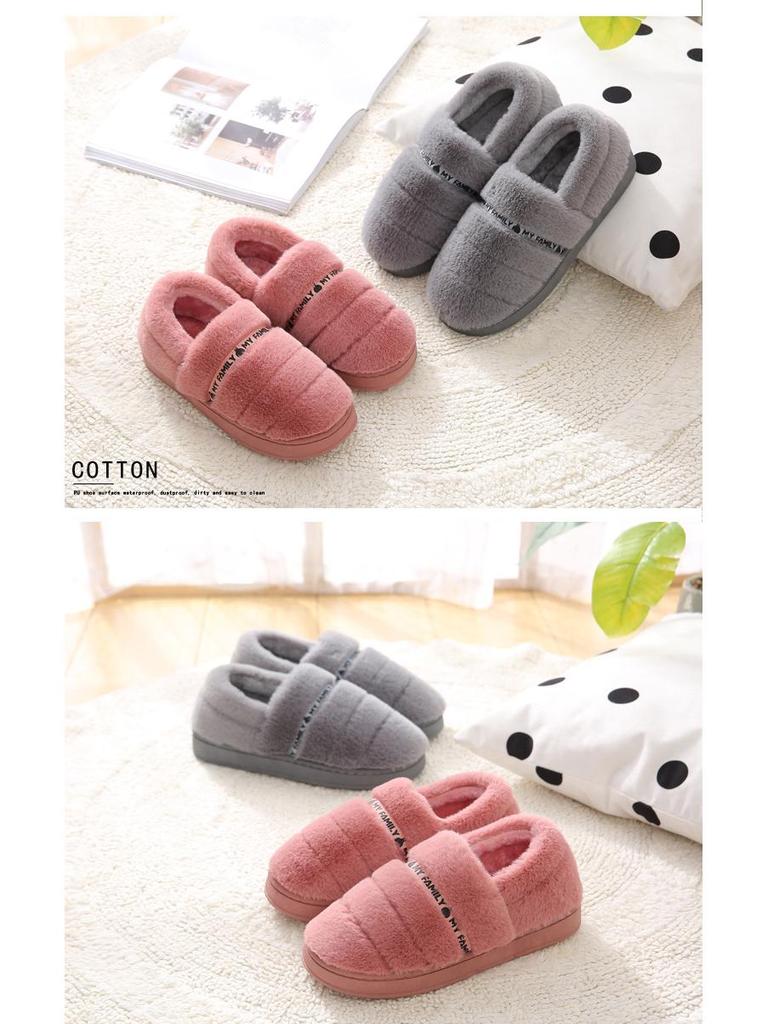 Herbst/Winter Paare Dicke Sohle Warme Baumwollpantoffeln mit Imitat Kaninchenplüsch für Männer & Frauen