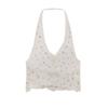 Fashion Style 2024 Summer New Arrival Women's Sleeveless Jewelry Inlaid Hanging Collar Vest Camisole Tops 1014316