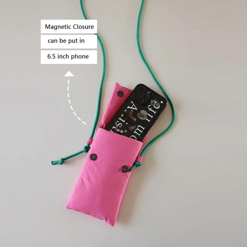 Fashion Cute Phone Bag Simple Green Rose Red Shoulder Bag Crossbody Bag Girls Fabric Small Bag Storage Bag Purse Card Holder