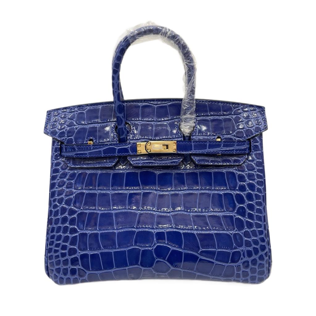 New Top-grain Cowhide Crocodile Pattern Women's Full Pair Version Shoulder Strap Version Handbag Lock Solid Color Women's Bag