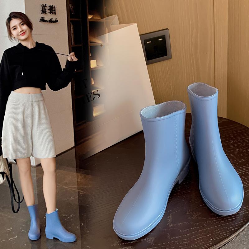 

Новые женские средние резиновые сапоги женские нескользящие резиновые сапоги водонепроницаемые легкие резиновые сапоги 36