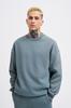 Męska Bluza Oversize Basic z Okrągłym Dekoltem - Niebieski Dym