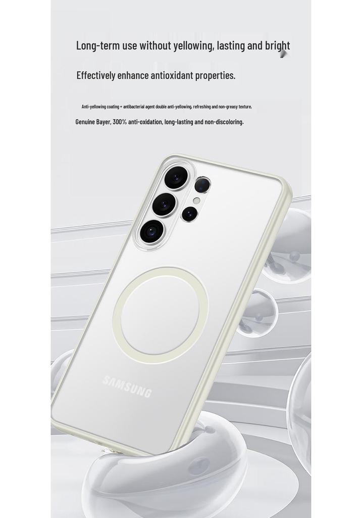 Compatible Samsung S26 Ultra Transparent Frosted Magnetic Airbag Drop-Proof Protective Case