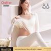 Audifen Women's Wool Silk Thermal Underwear Set with Built-in Bra