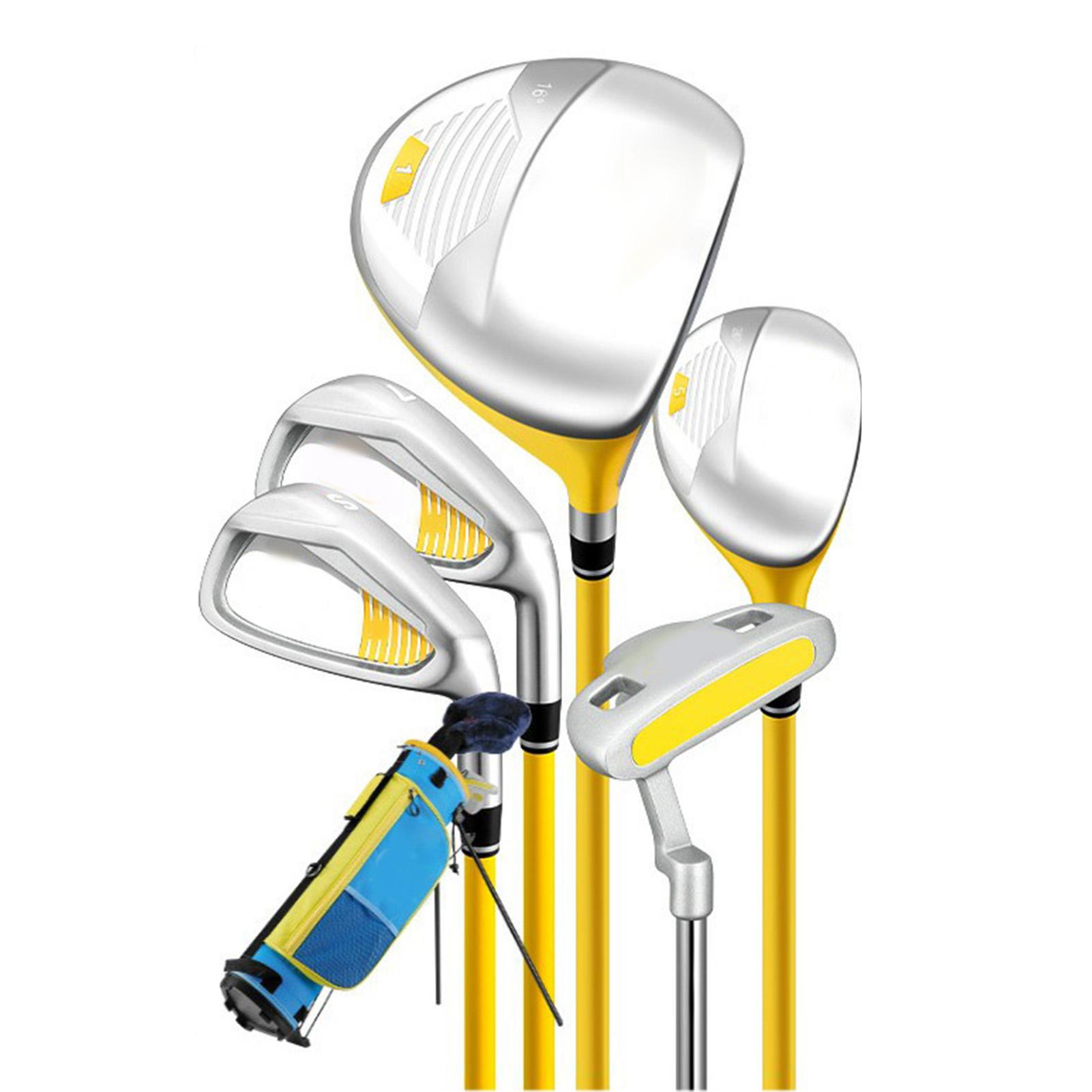 5 STuks Kids Club Set Legering Junior Hout IJzer en Putter Club Trainingsset met Stand Bag Headcovers voor Beginner Jongens en Ages 3–5 geel
