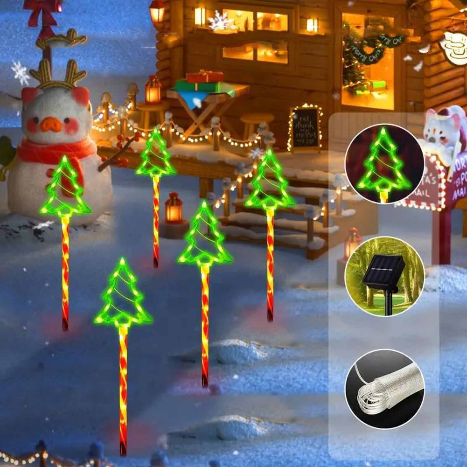 

Solar Christmas Tree Lights – Outdoor Ground Stake Lights for Festive Holiday Decorative Atmosphere One Size