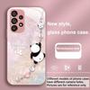 Beaded Panda Silver For Samsung Galaxy S23 U Ltra 24 Plus S20 21 FE S25 Ultra A70 A72 73 51 52 53 Tempered Glass Phone Case