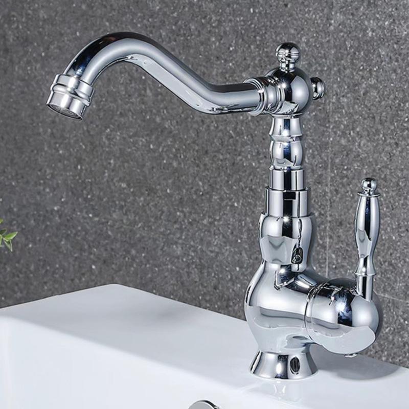 Gold/Chrome Brass Bathroom Faucet Deck Mounted Single Handle Hot Cold Mixer Sink Tap Crane for Bathroom